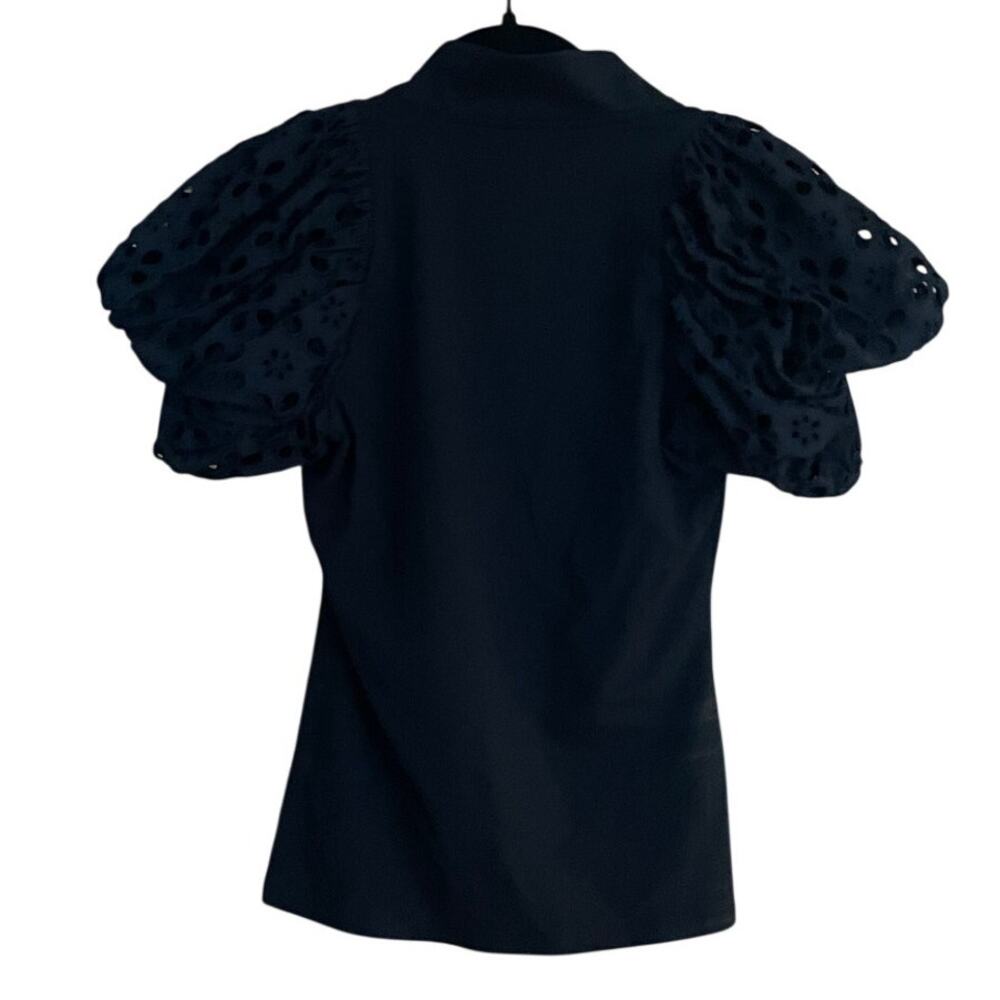 Anne Fontaine Eyelet Puff Sleeve Pima Cotton Top Blouse French size 40/US 6-8 - Picture 3 of 6